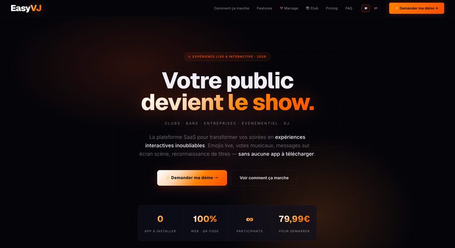 EasyVJ — web-app publique emojis et messages